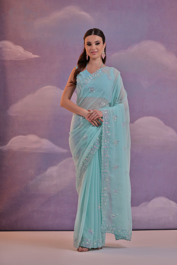 Designer Georgette Saree with Embroidery | Perfect for Wedding & Events