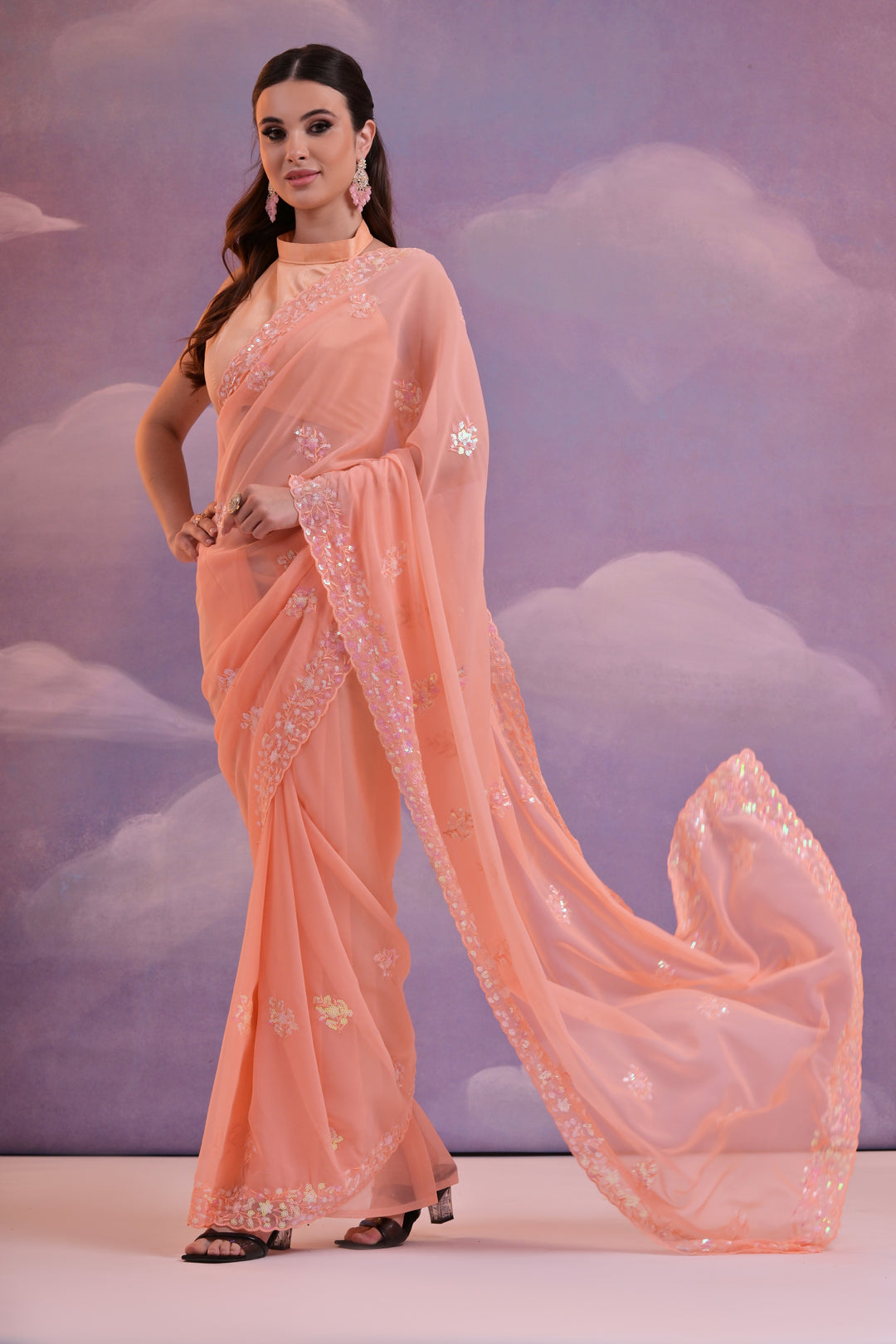 Designer Georgette Saree with Embroidery | Perfect for Wedding & Events