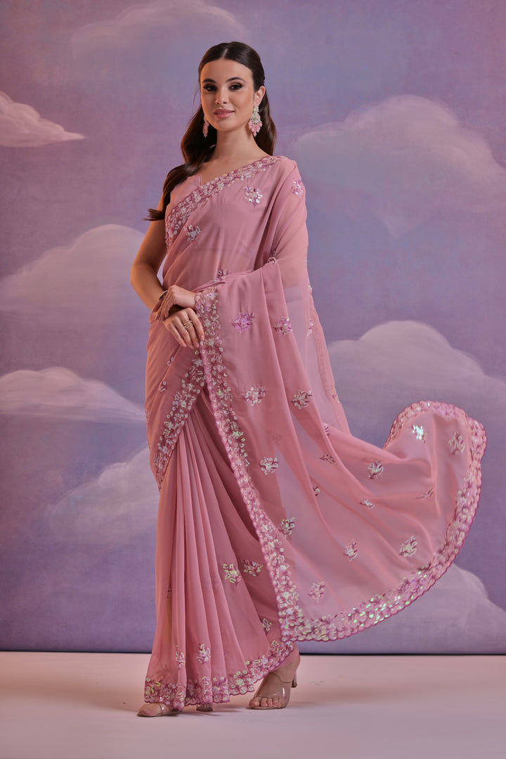 Designer Georgette Saree with Embroidery | Perfect for Wedding & Events