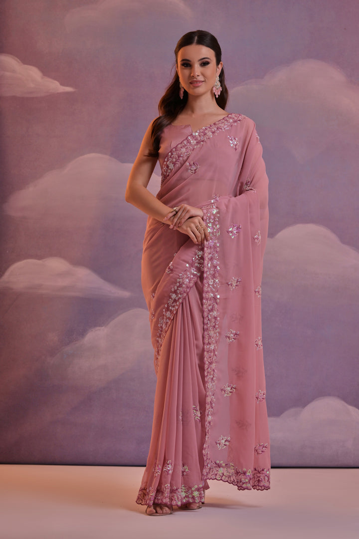 Designer Georgette Saree with Embroidery | Perfect for Wedding & Events