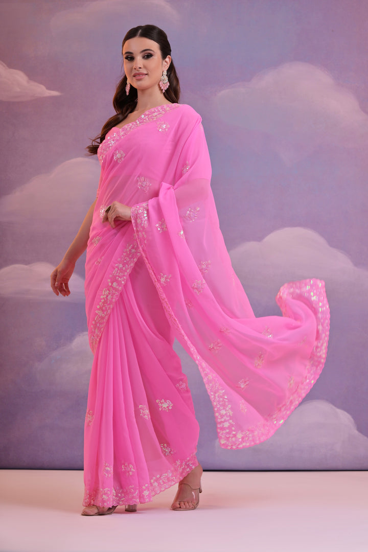 Designer Georgette Saree with Embroidery | Perfect for Wedding & Events