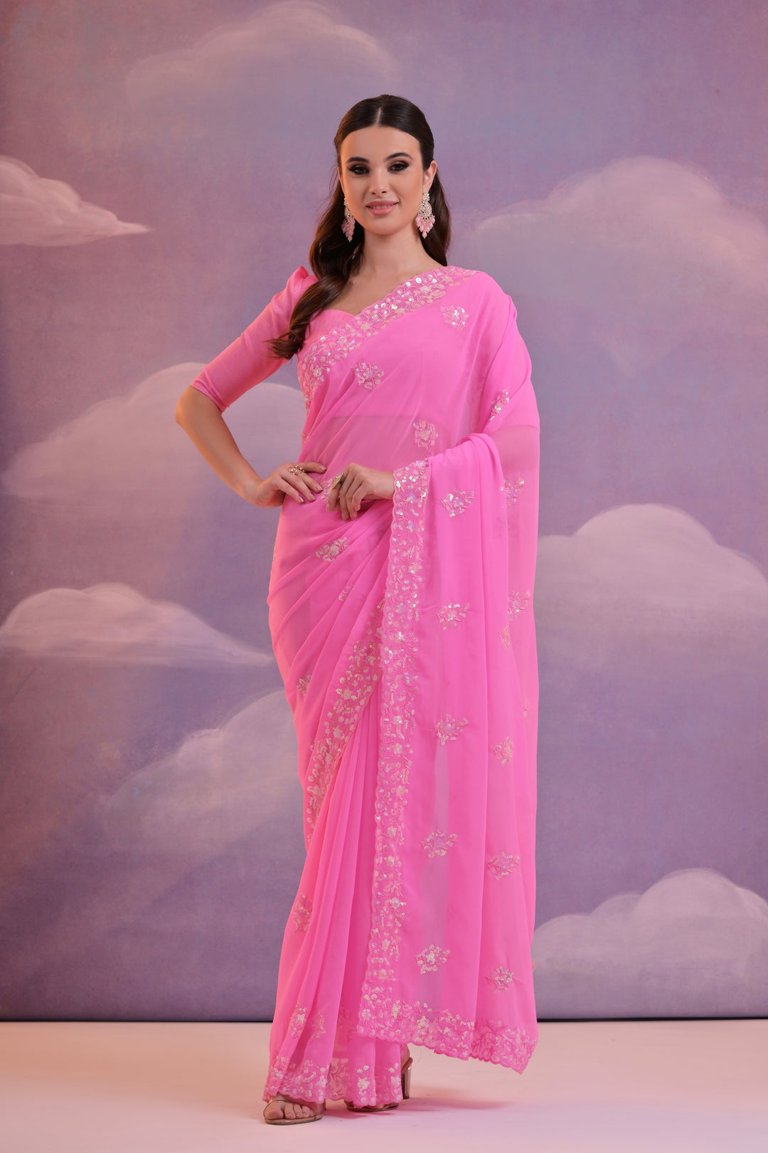 Designer Georgette Saree with Embroidery | Perfect for Wedding & Events