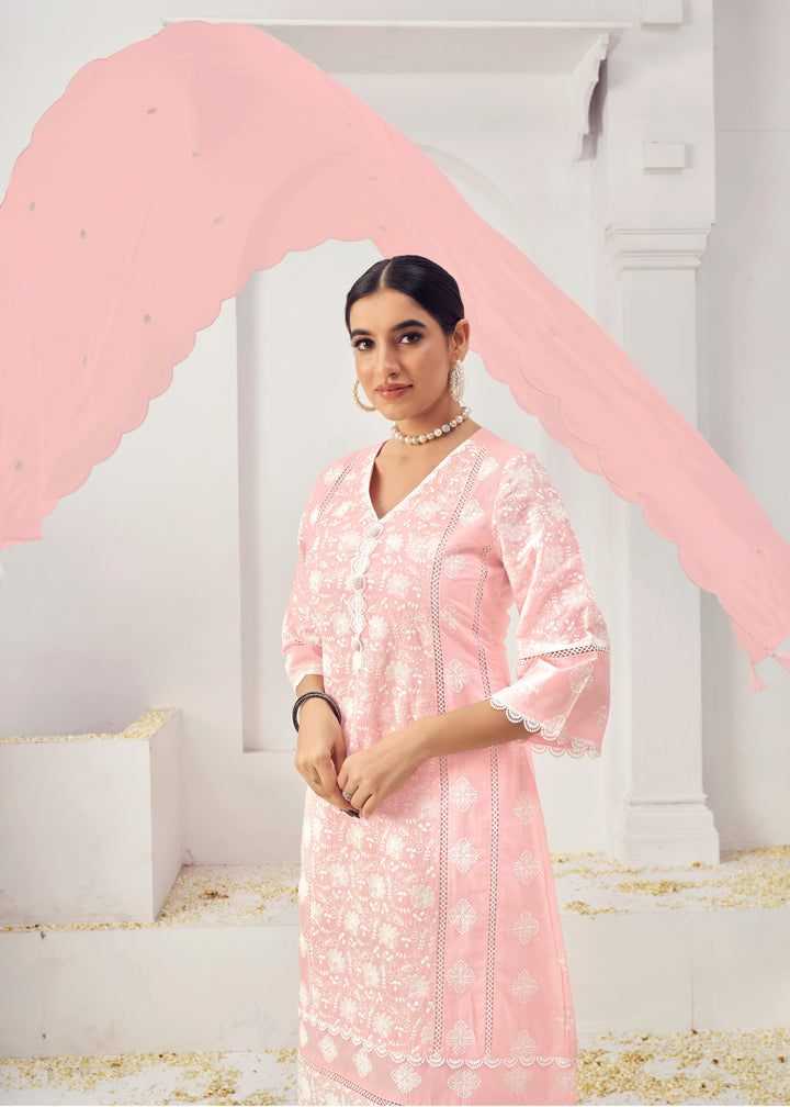 Stunning Cotton Salwar Kameez with Embroidery and Lace Detailing | Perfect Festive Wear