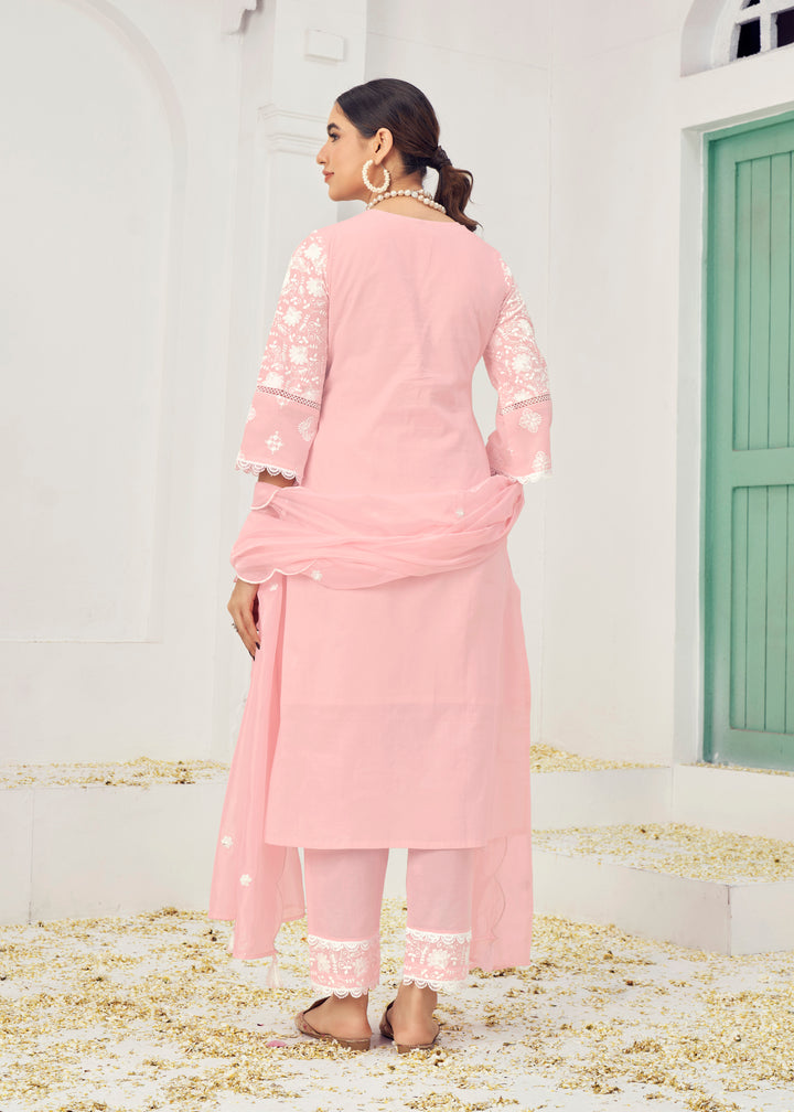 Stunning Cotton Salwar Kameez with Embroidery and Lace Detailing | Perfect Festive Wear