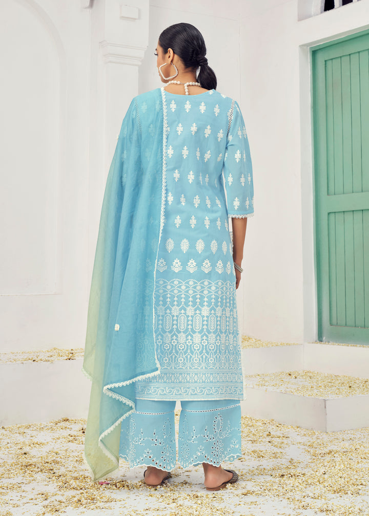 Stunning Cotton Salwar Kameez with Embroidery and Lace Detailing | Perfect Festive Wear