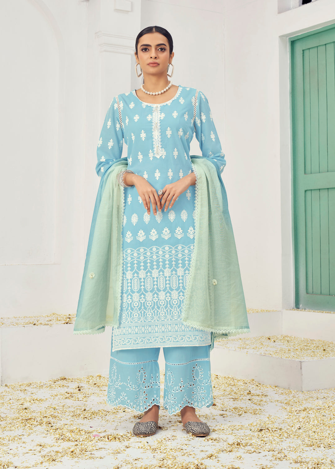 Stunning Cotton Salwar Kameez with Embroidery and Lace Detailing | Perfect Festive Wear