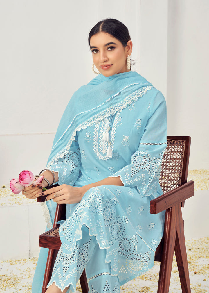 Stunning Cotton Salwar Kameez with Embroidery and Lace Detailing | Perfect Festive Wear