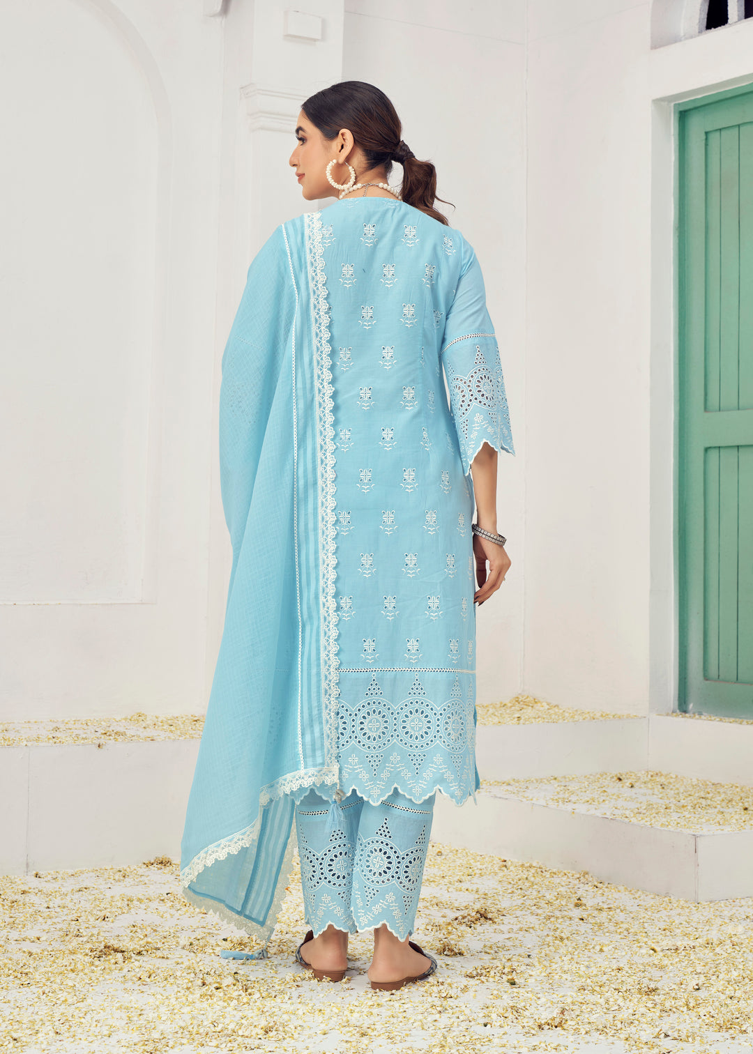 Stunning Cotton Salwar Kameez with Embroidery and Lace Detailing | Perfect Festive Wear