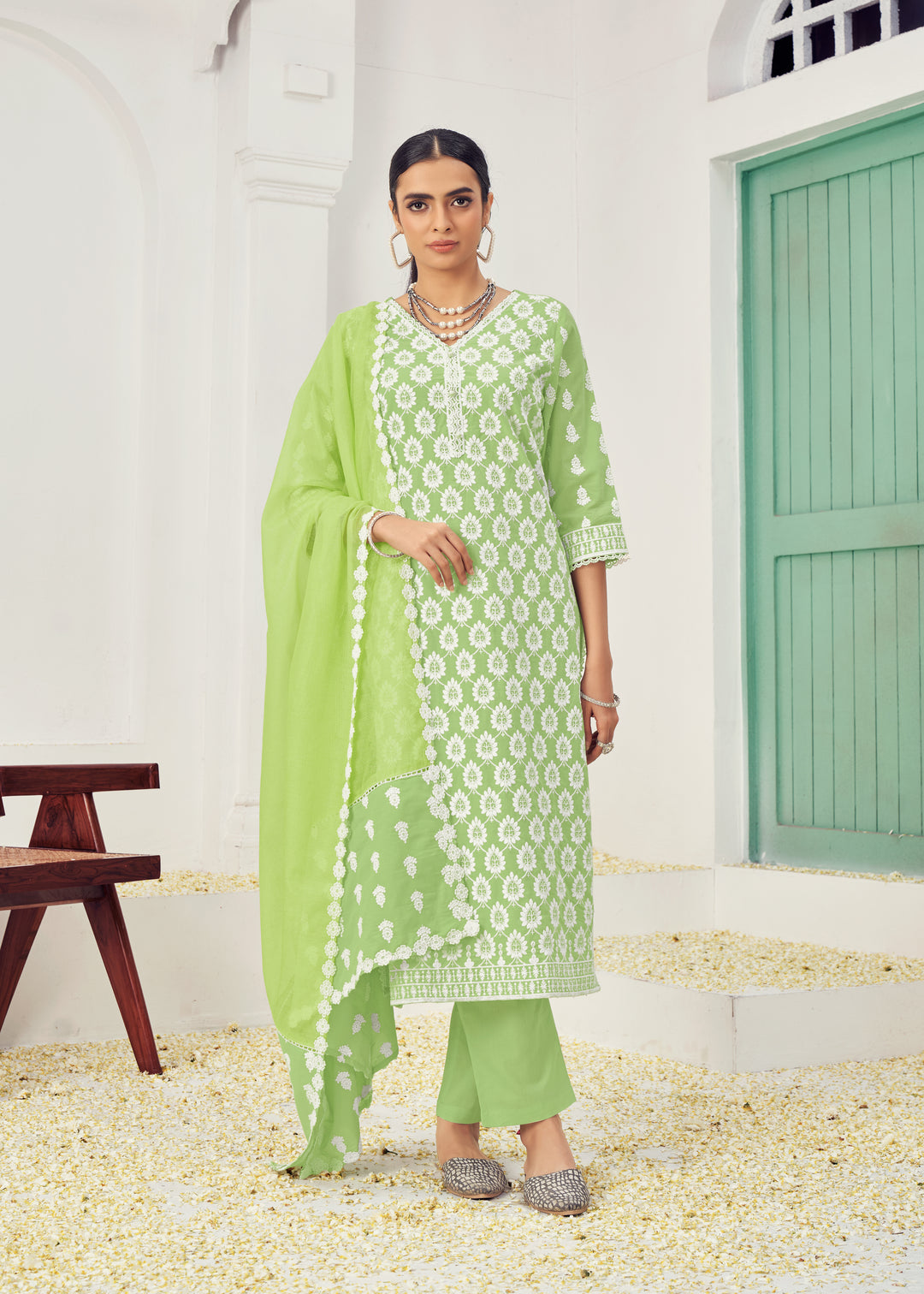 Stunning Cotton Salwar Kameez with Embroidery and Lace Detailing | Perfect Festive Wear