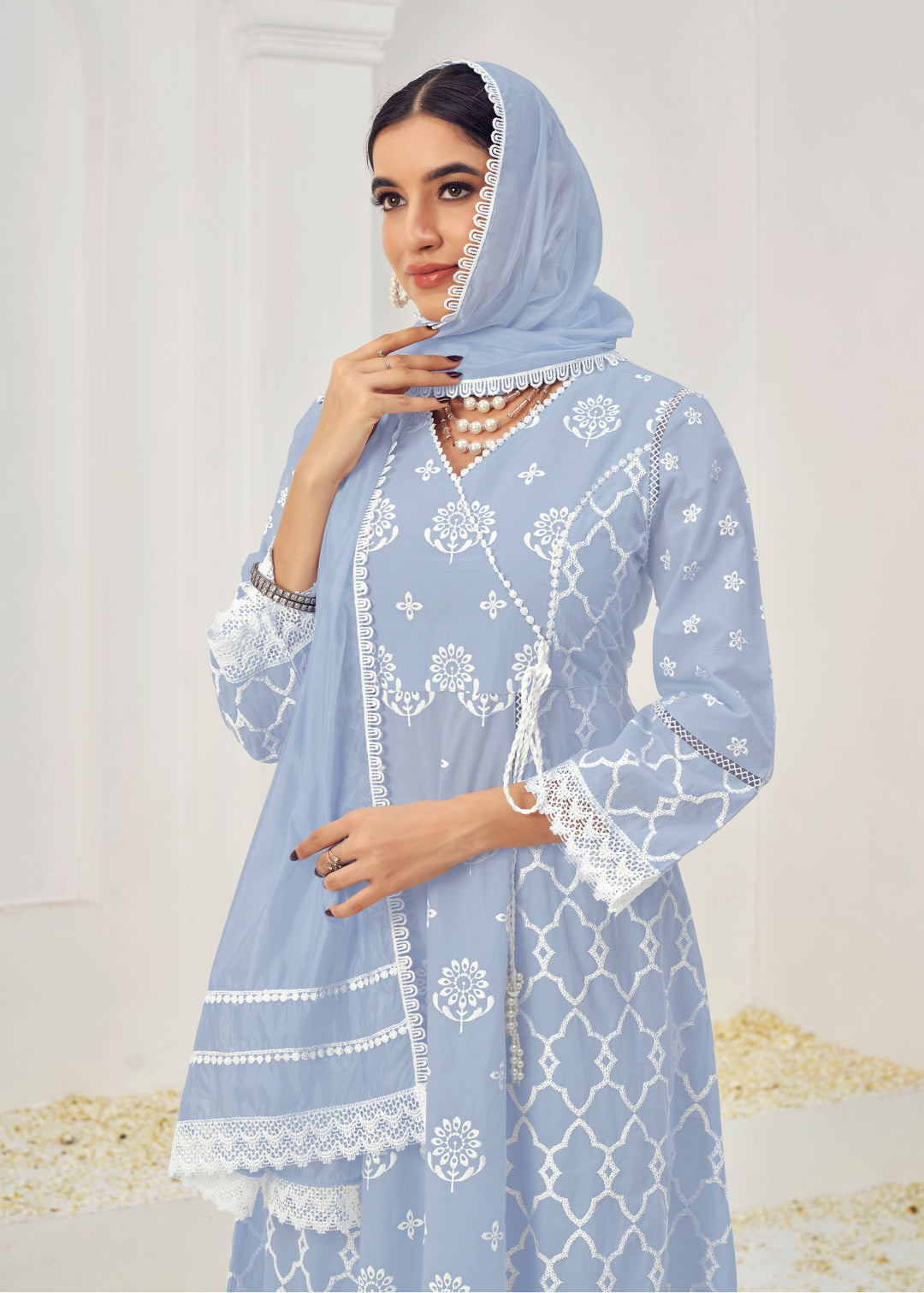 Stunning Cotton Salwar Kameez with Embroidery and Lace Detailing | Perfect Festive Wear