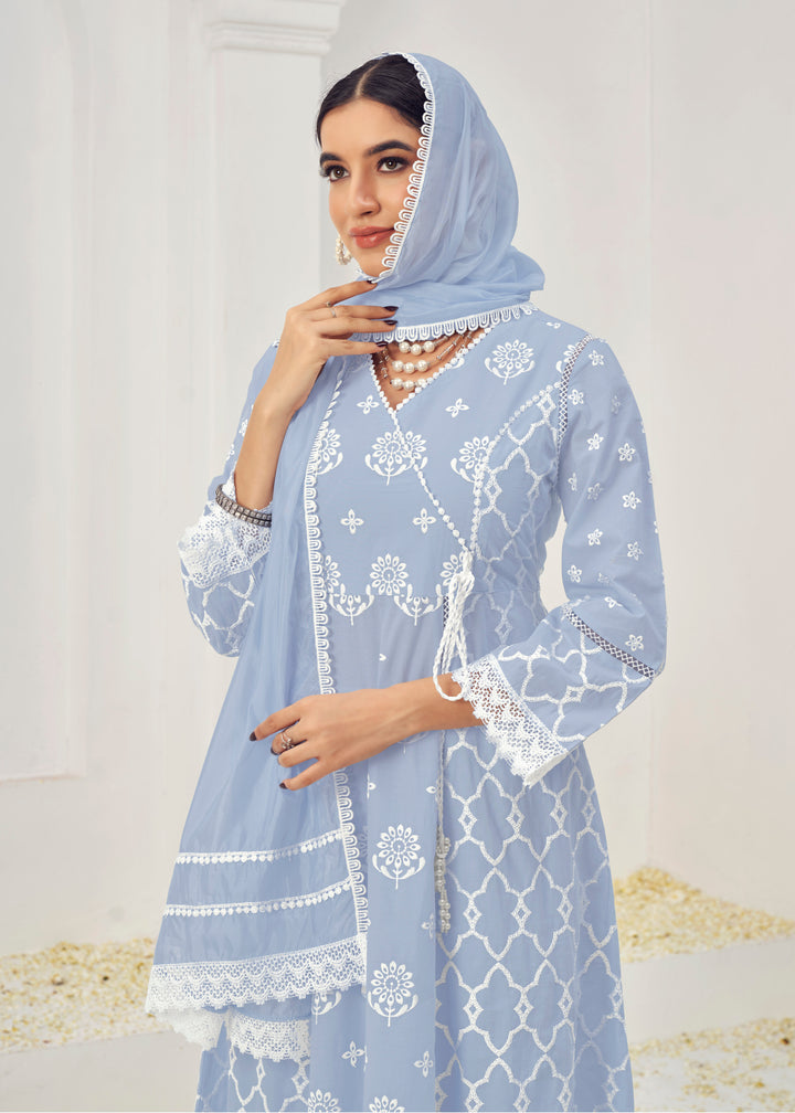 Stunning Cotton Salwar Kameez with Embroidery and Lace Detailing | Perfect Festive Wear