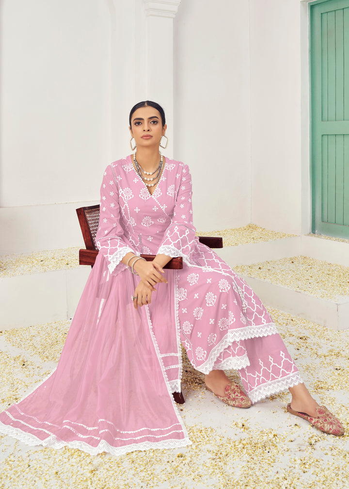 Stunning Cotton Salwar Kameez with Embroidery and Lace Detailing | Perfect Festive Wear