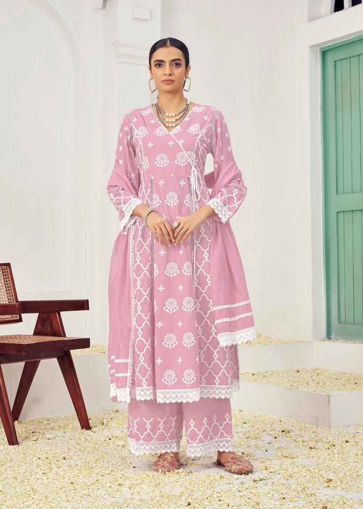 Stunning Cotton Salwar Kameez with Embroidery and Lace Detailing | Perfect Festive Wear