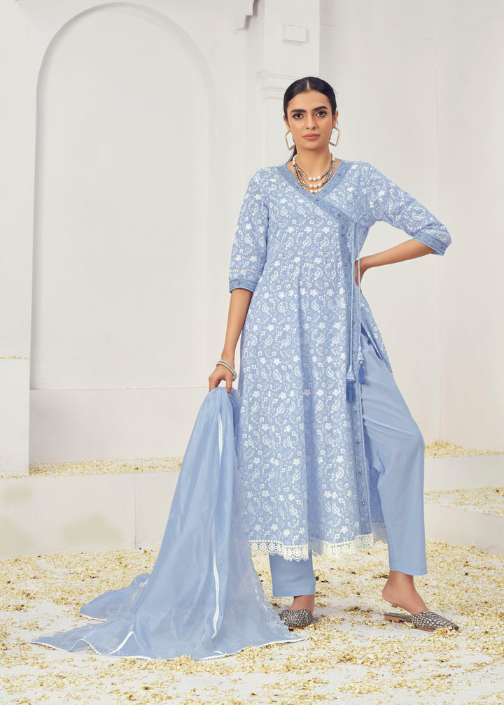 Stunning Cotton Salwar Kameez with Embroidery and Lace Detailing | Perfect Festive Wear