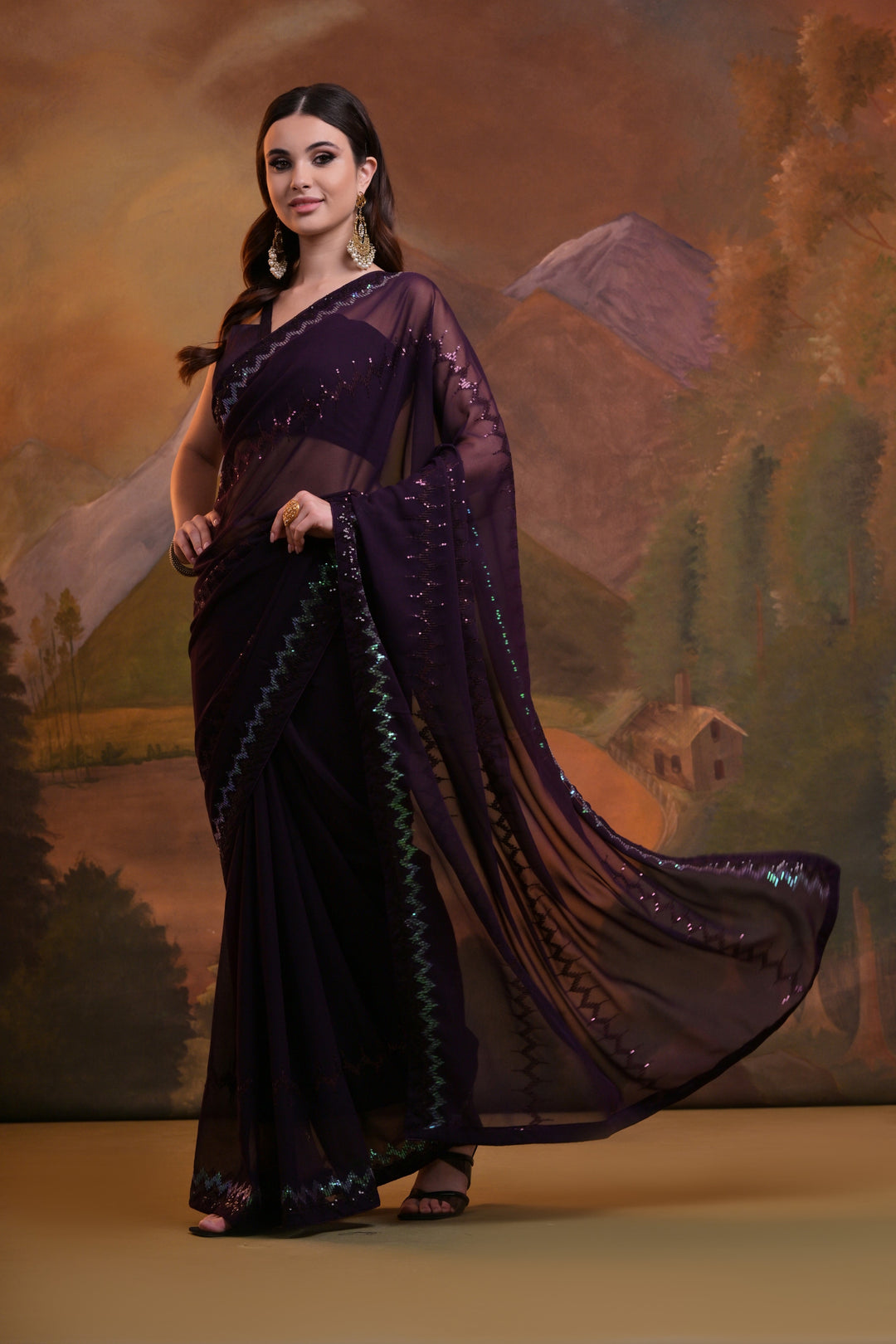 Designer Georgette Saree with Sequins & Embroidery | Special Event Elegance