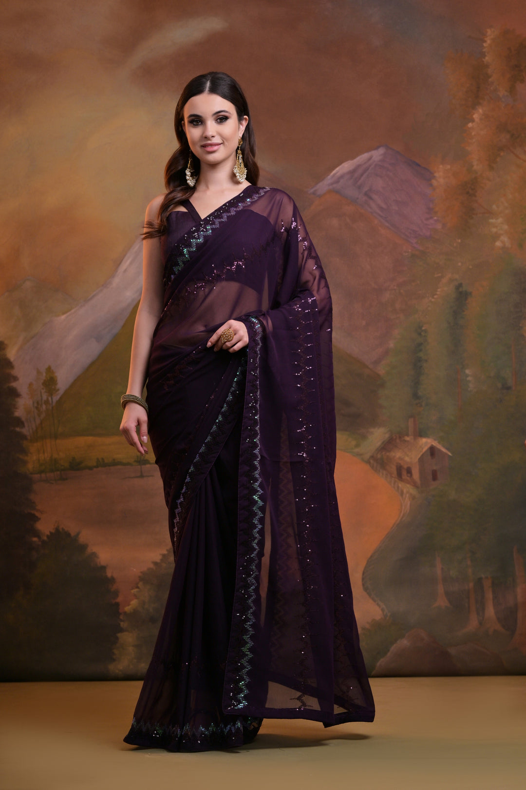 Designer Georgette Saree with Sequins & Embroidery | Special Event Elegance