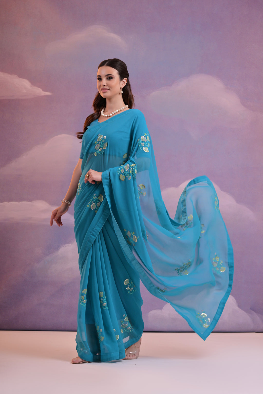 Designer Georgette Saree with Mono-Banglori Blouse | Special Event Elegance