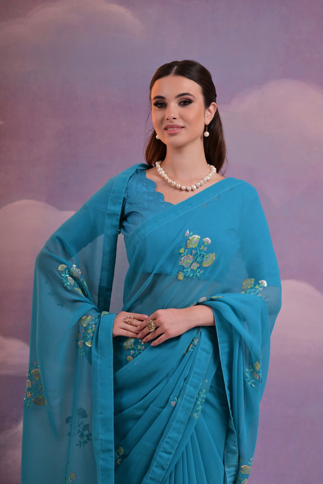 Designer Georgette Saree with Mono-Banglori Blouse | Special Event Elegance