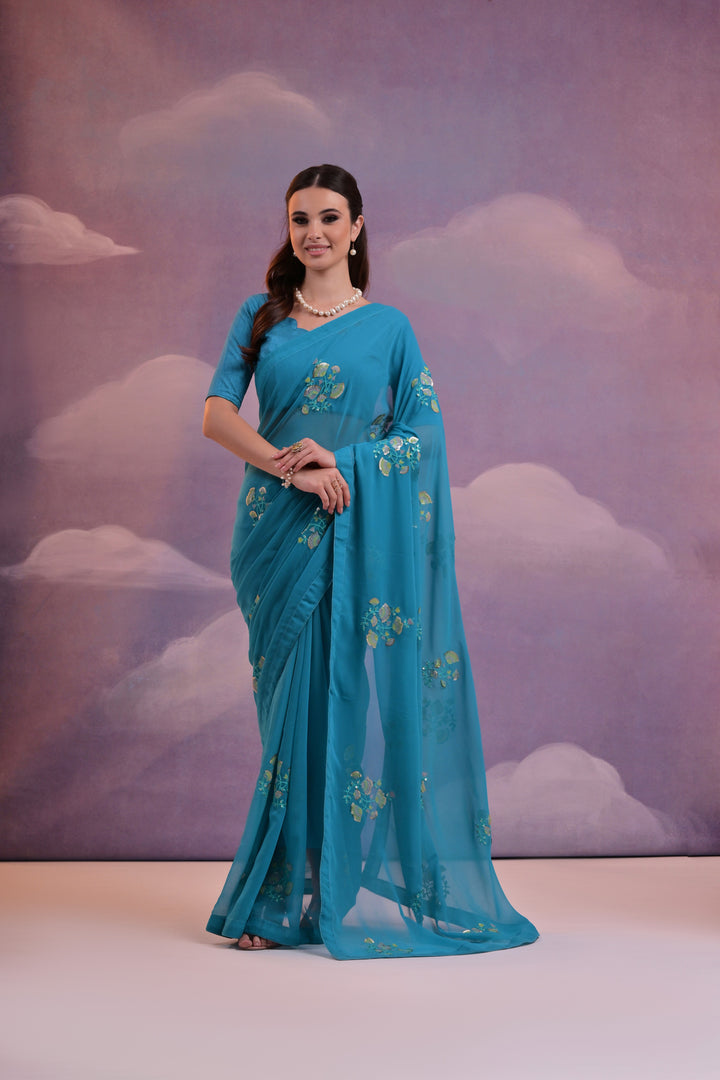 Designer Georgette Saree with Mono-Banglori Blouse | Special Event Elegance