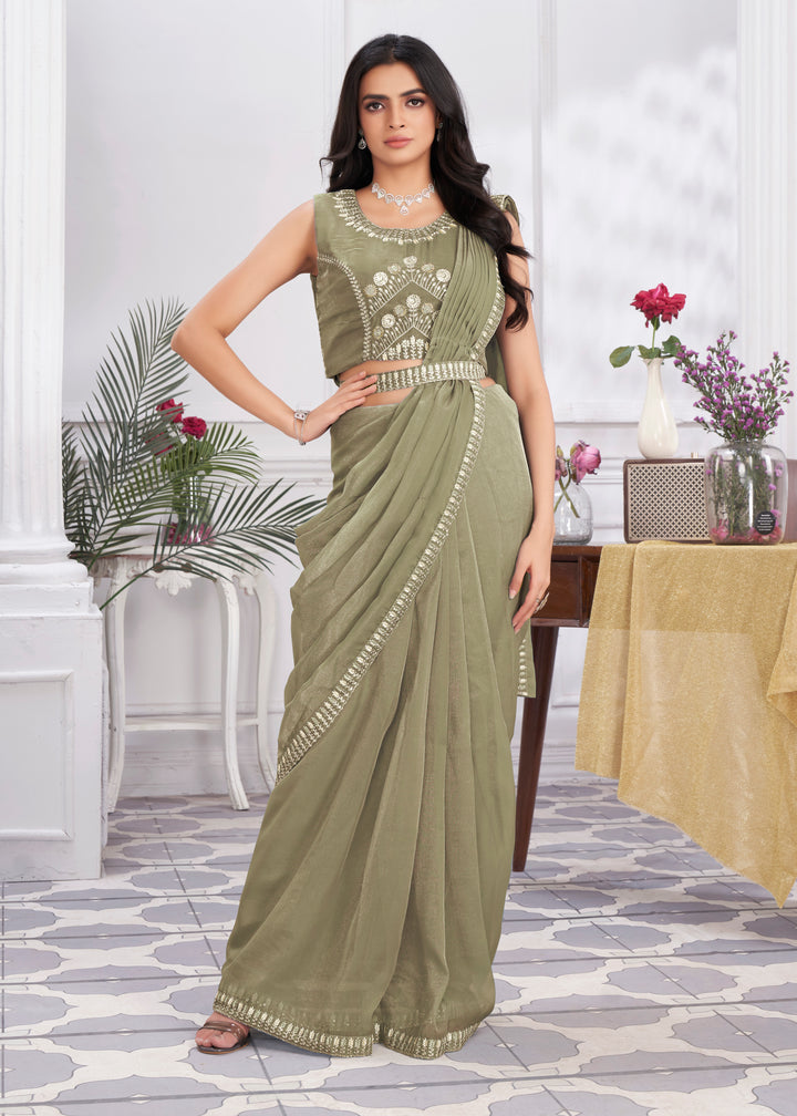 Designer Organza Saree with Sequins & Embroidery | Perfect for Weddings & Festive Events