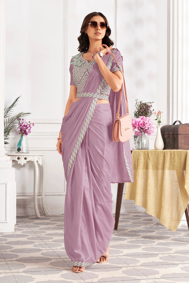 Designer Satin-Silk Saree with Embroidery | Perfect for Weddings & Events