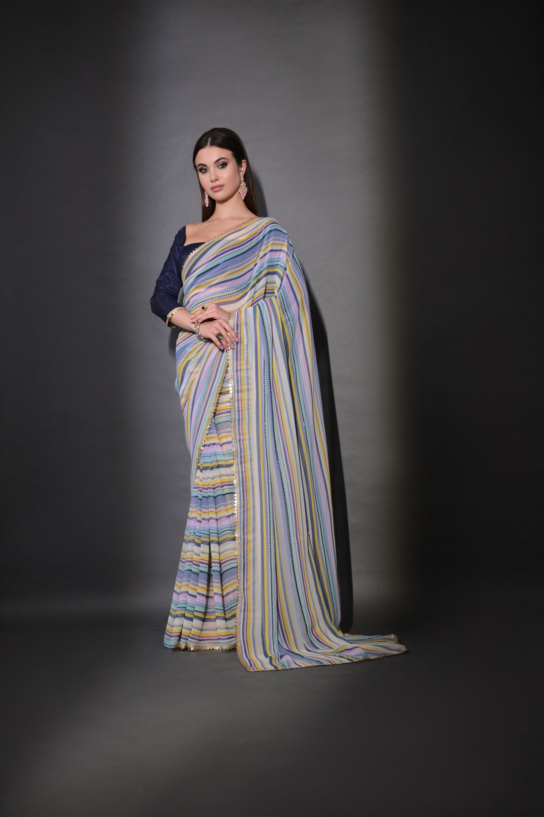 Elegant Georgette Saree with Embroidered Mono-Banglori Blouse | Wedding & Festive