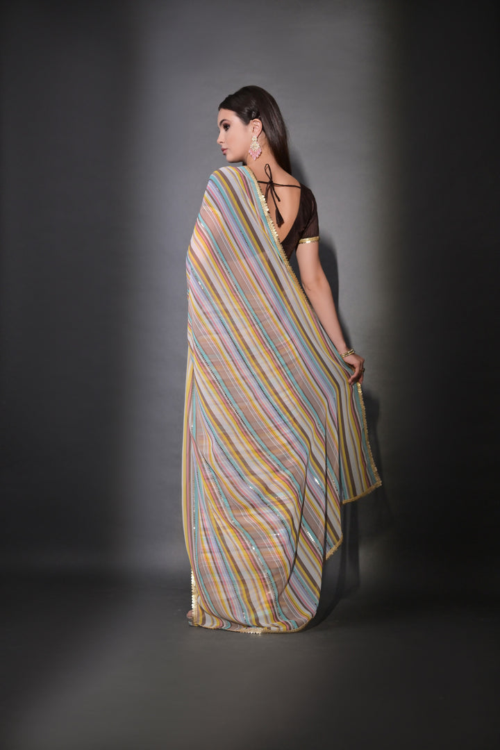 Elegant Georgette Saree with Embroidered Mono-Banglori Blouse | Wedding & Festive