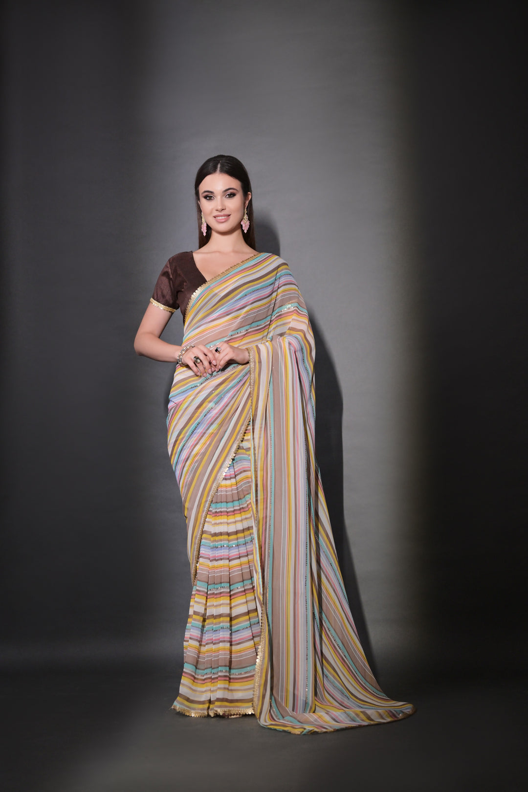 Elegant Georgette Saree with Embroidered Mono-Banglori Blouse | Wedding & Festive