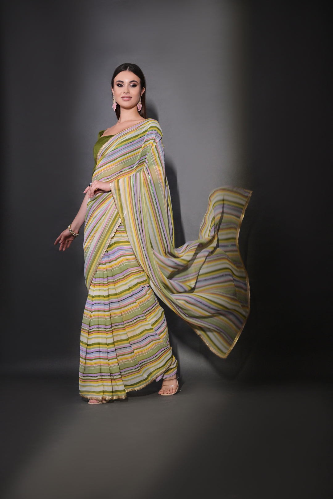 Elegant Georgette Saree with Embroidered Mono-Banglori Blouse | Wedding & Festive