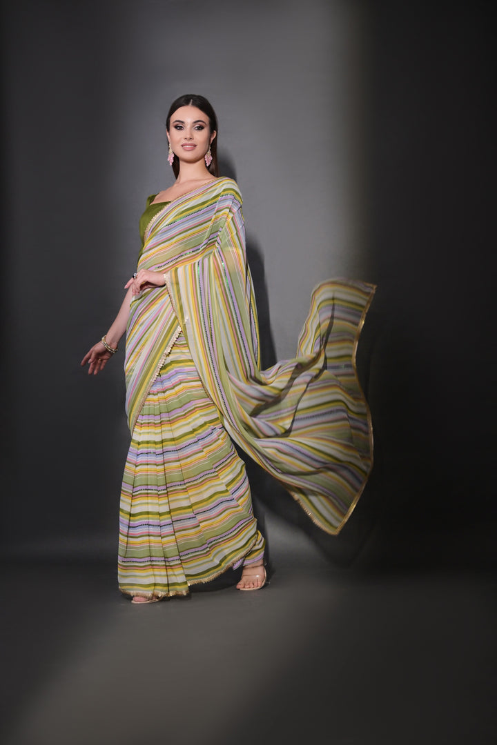 Elegant Georgette Saree with Embroidered Mono-Banglori Blouse | Wedding & Festive