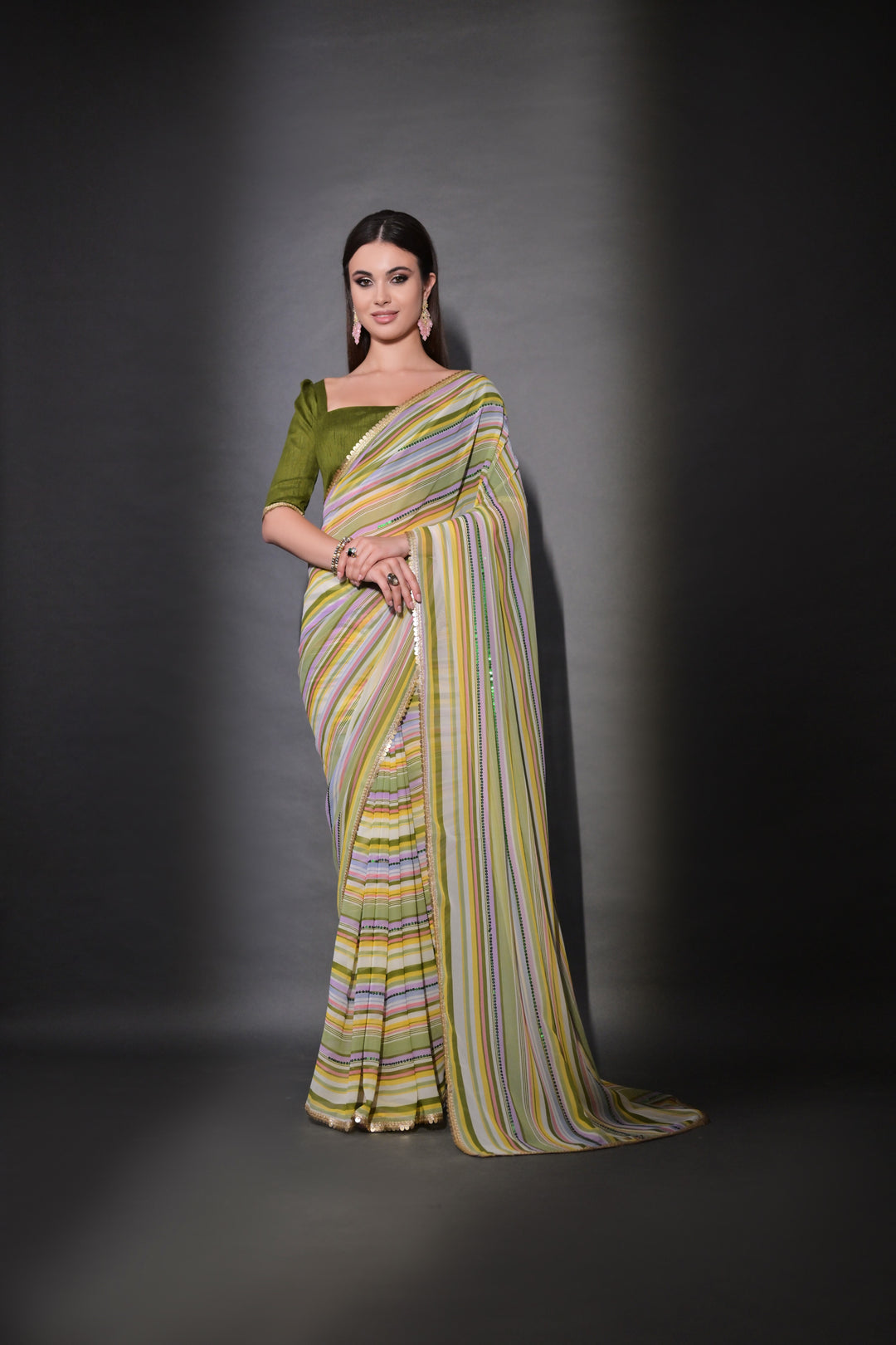 Elegant Georgette Saree with Embroidered Mono-Banglori Blouse | Wedding & Festive