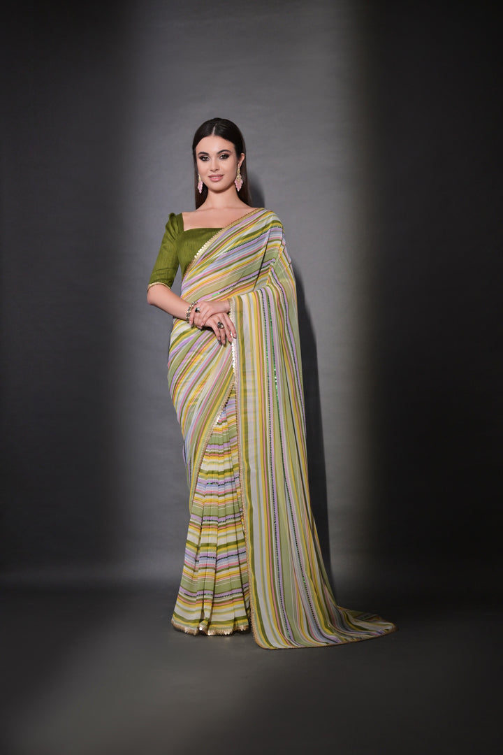 Elegant Georgette Saree with Embroidered Mono-Banglori Blouse | Wedding & Festive