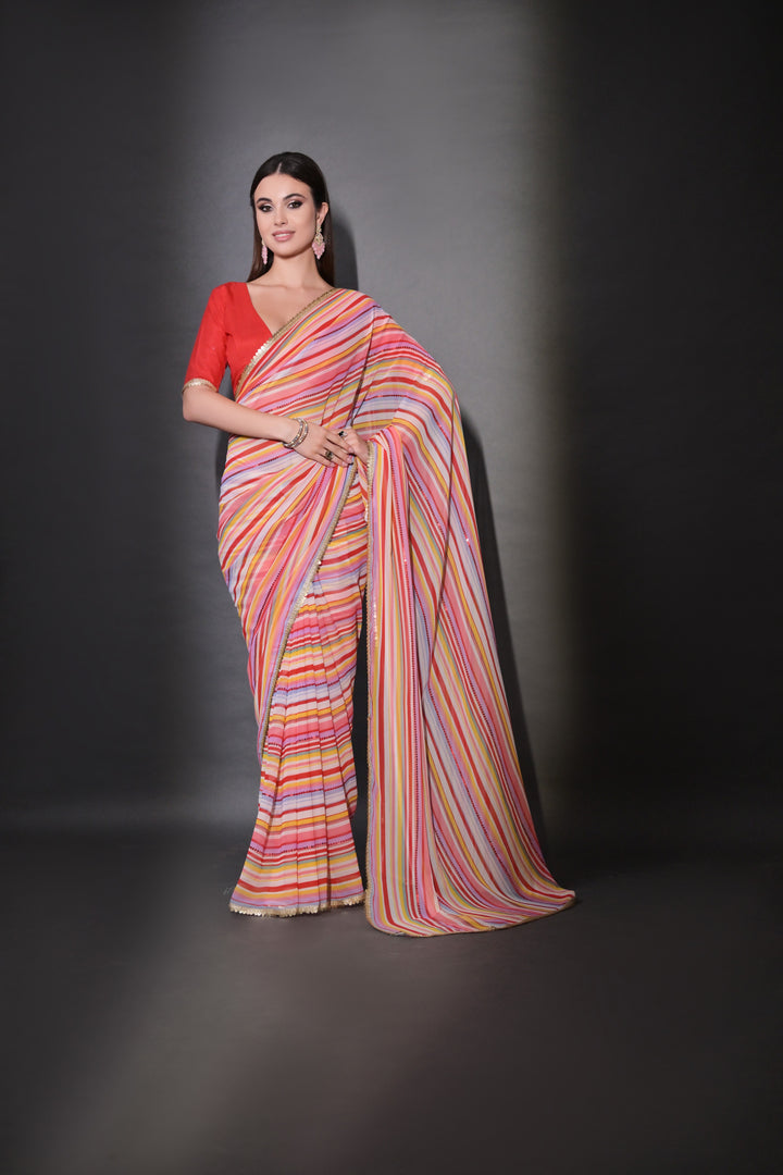 Elegant Georgette Saree with Embroidered Mono-Banglori Blouse | Wedding & Festive