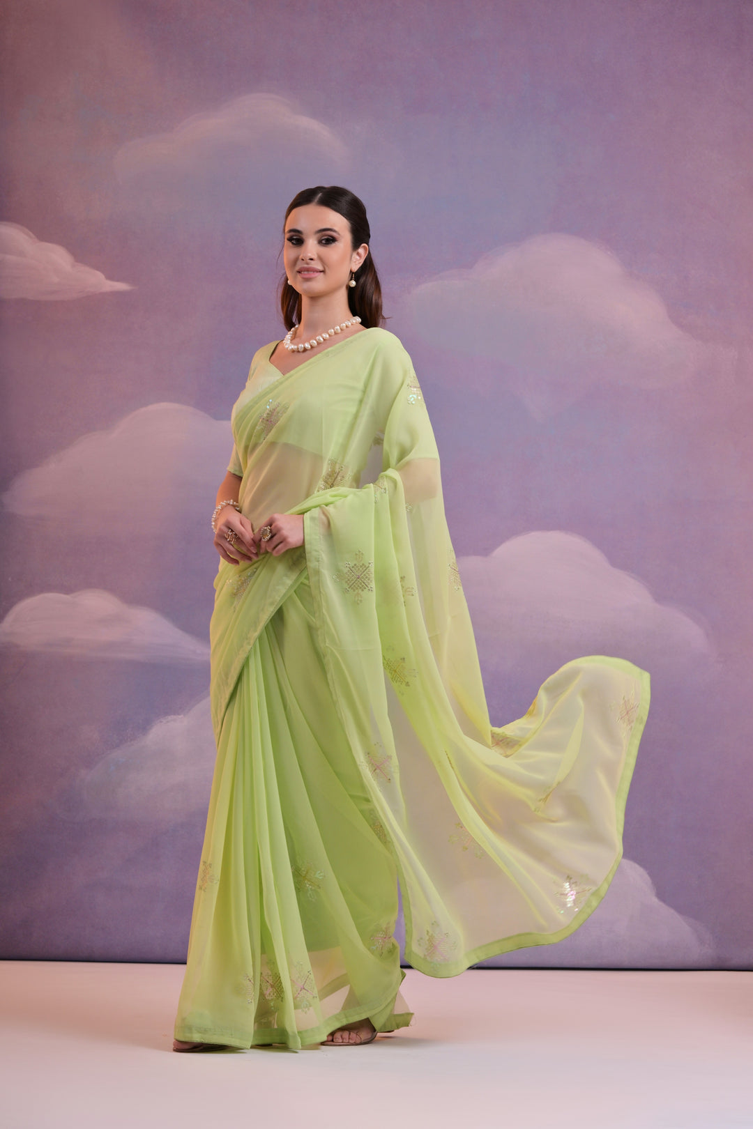 Designer Georgette Saree with Sequins & Embroidery | Wedding & Festive Elegance