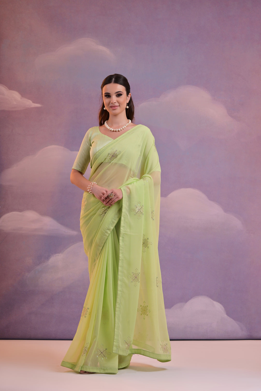 Designer Georgette Saree with Sequins & Embroidery | Wedding & Festive Elegance