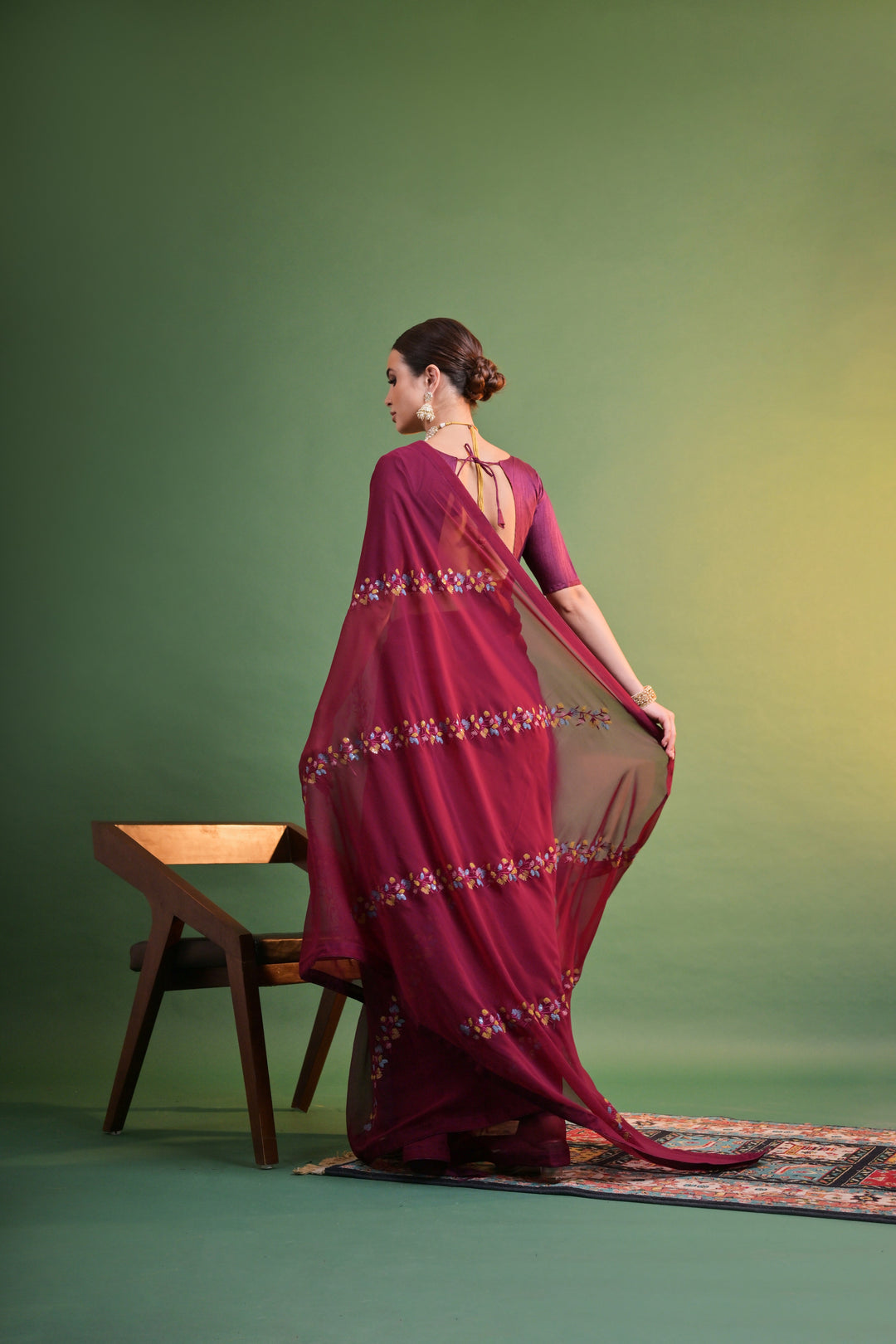 Designer Georgette Saree with Sequins & Embroidery | Wedding & Festive Wear