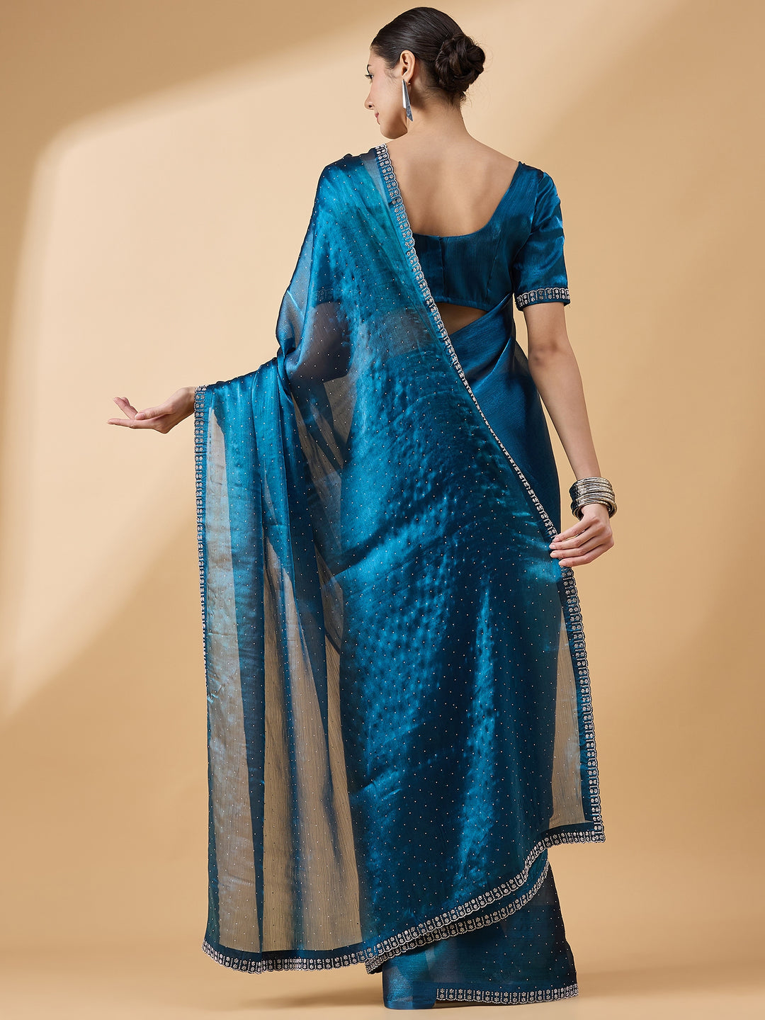 Elegant Organza Saree with Swarovski & Stone Work | Perfect for Weddings & Parties