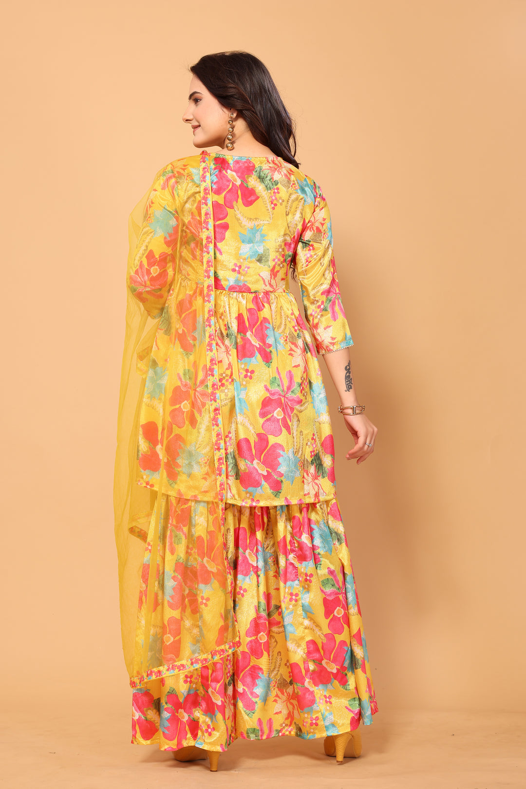 Viscose Chinon Crochet Palazzo Set | Elegant & Comfortable Women's Ethnic Wear