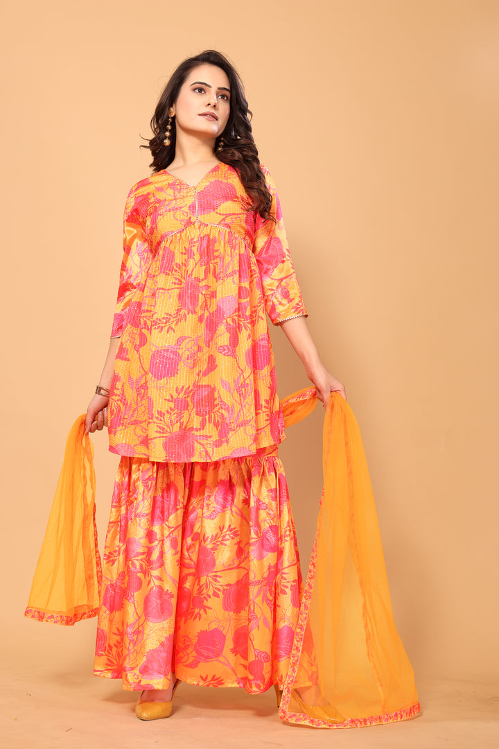 Viscose Chinon Crochet Palazzo Set | Elegant & Comfortable Women's Ethnic Wear