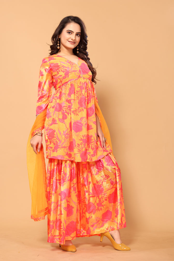 Viscose Chinon Crochet Palazzo Set | Elegant & Comfortable Women's Ethnic Wear