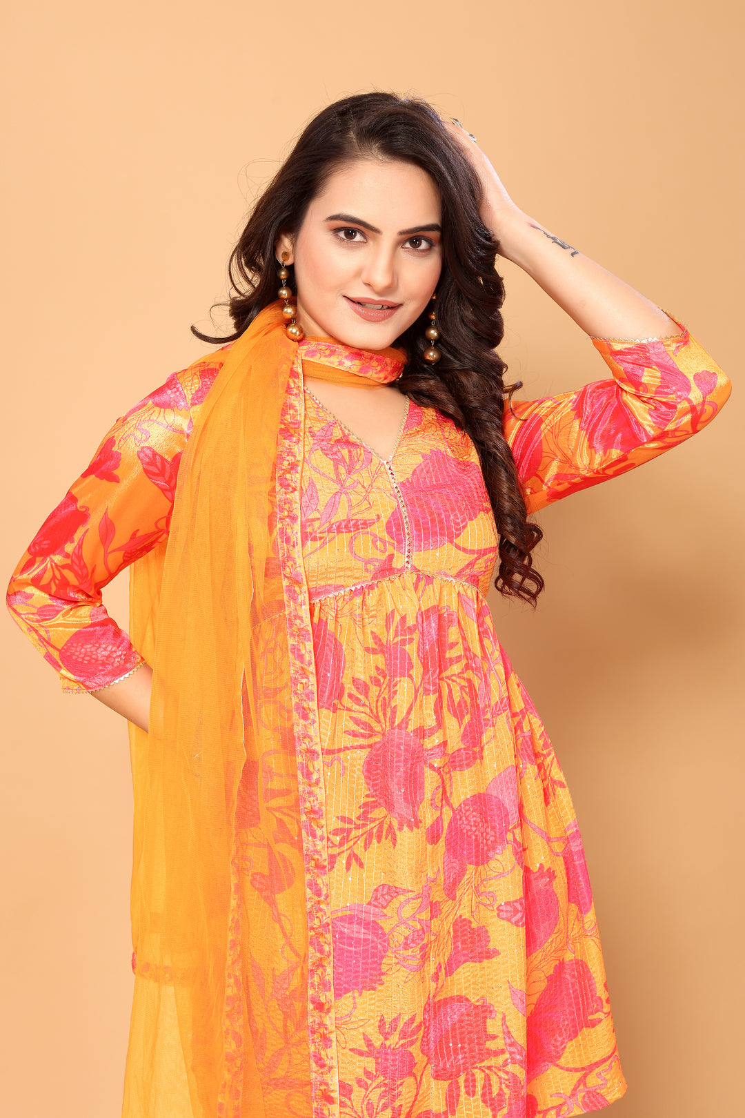 Viscose Chinon Crochet Palazzo Set | Elegant & Comfortable Women's Ethnic Wear