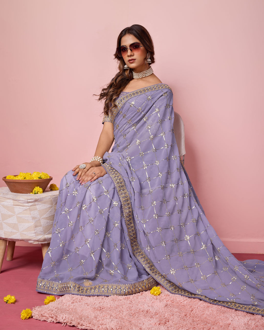 Designer Georgette Saree with Embroidery | Perfect for Weddings & Events