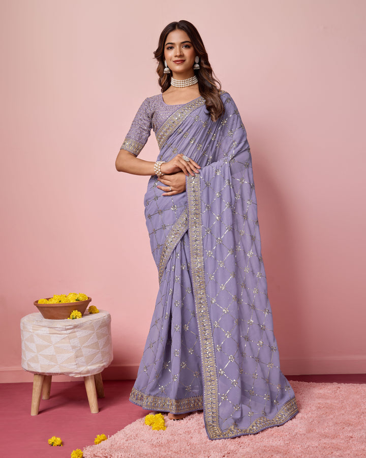 Designer Georgette Saree with Embroidery | Perfect for Weddings & Events