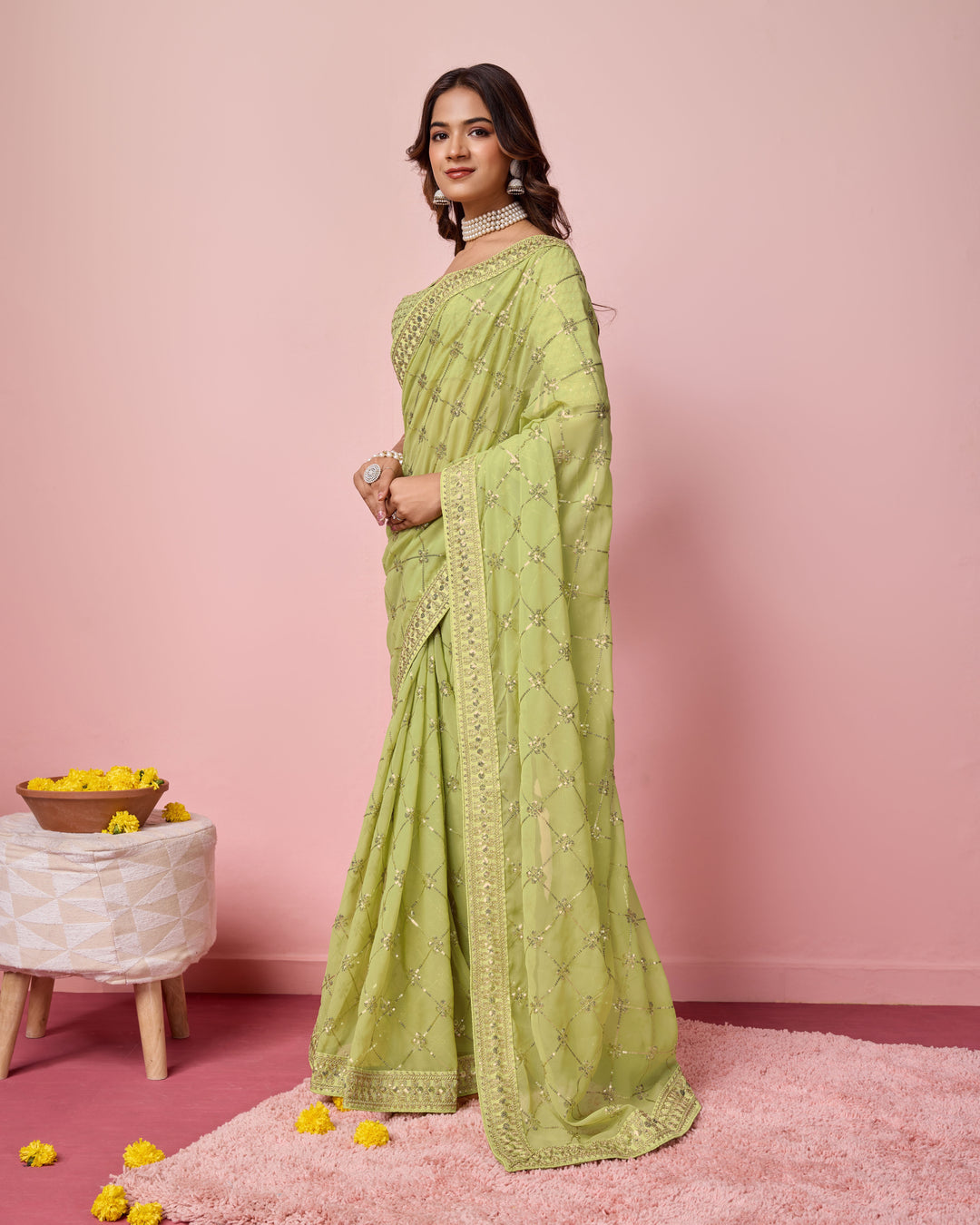 Designer Georgette Saree with Embroidery | Perfect for Weddings & Events