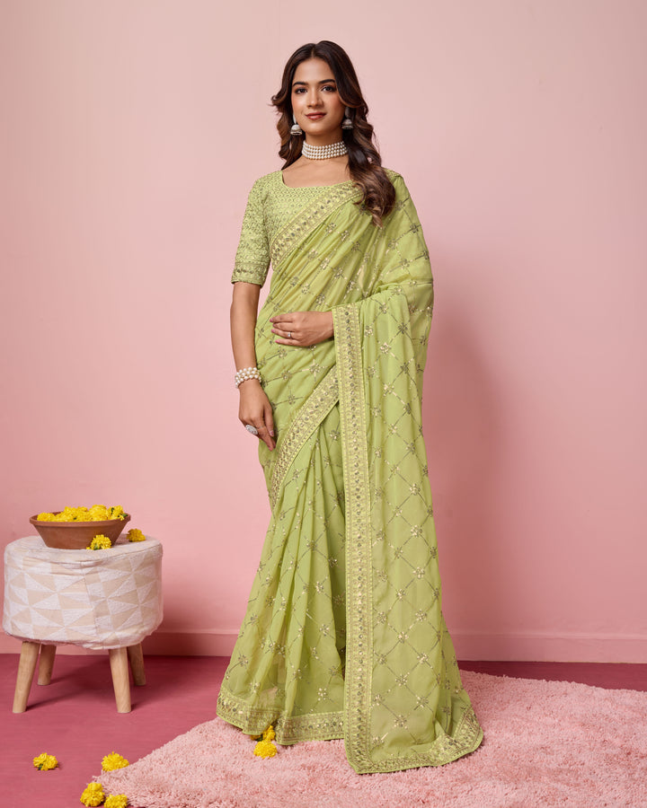 Designer Georgette Saree with Embroidery | Perfect for Weddings & Events