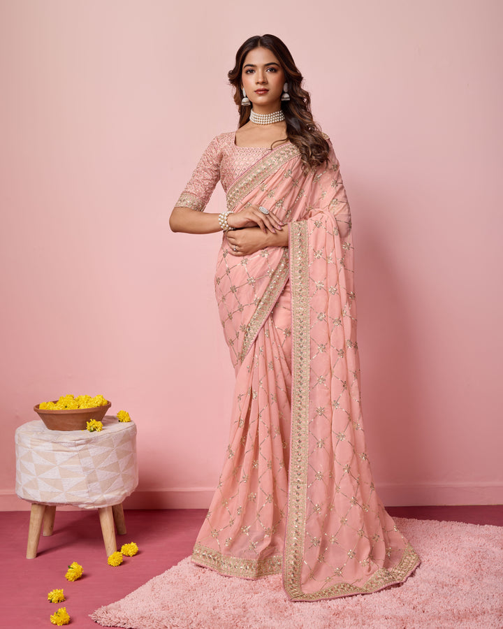 Designer Georgette Saree with Embroidery | Perfect for Weddings & Events