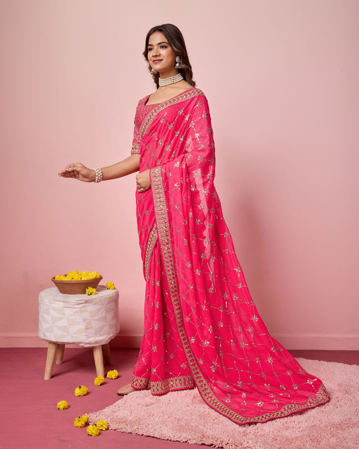 Designer Georgette Saree with Embroidery | Perfect for Weddings & Events