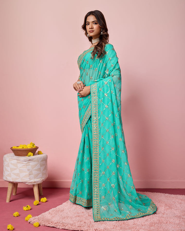 Designer Georgette Saree with Embroidery | Perfect for Weddings & Events