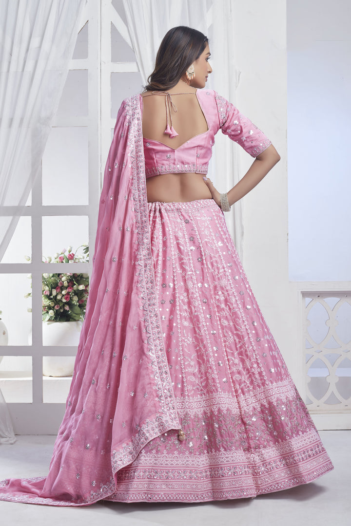 Elegant Chiffon Lehenga Choli | Stunning Thread & Sequence Embroidery with Dupatta