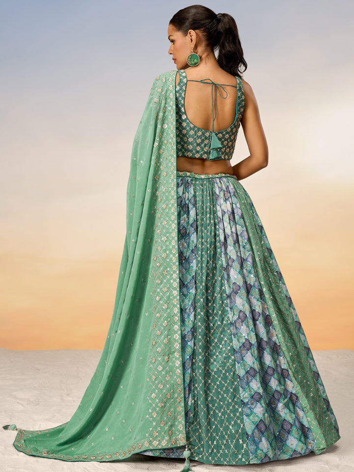 Bewitching Multi-Color Sequins Chiffon Lehenga Choli With Dupatta